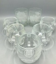 2 Vtg NESTLE World Globe Map Etched Old Fashion Drink Glasses & 5 Coffee Mugs