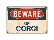 Beware Of Corgi 8" x 12" Vintage Aluminum Retro Metal Sign VS120