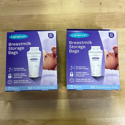 Lansinoh Breastmilk Storage Bags 50 Bags Each 2-Count (100 Bags Total) 