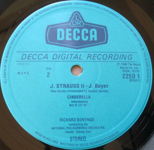 D225D 2 Strauss Aschenbrodel Cinderella Cendrillon Bonynge 2xLP EXCELLENT Decca - Picture 3 of 4