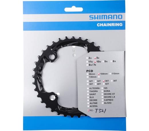 Shimano KettenbläTter Trekking FC-T521, 36 ZäHne (Al), 104 Mm, Schwarz, Aluminiu-image