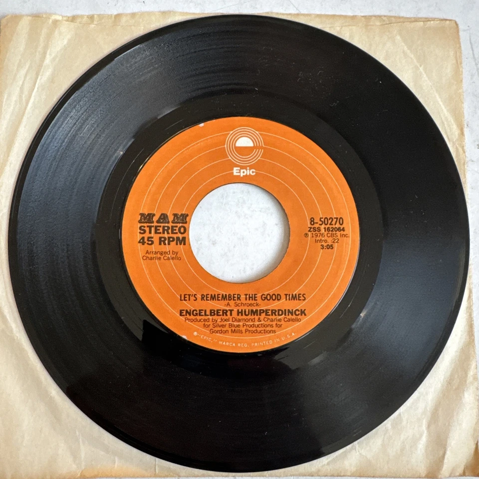 Engelbert Humperdinck After The Lovin’ 45 RPM Vinyl Record Epic 1976 VG+ Foto 3 de 4
