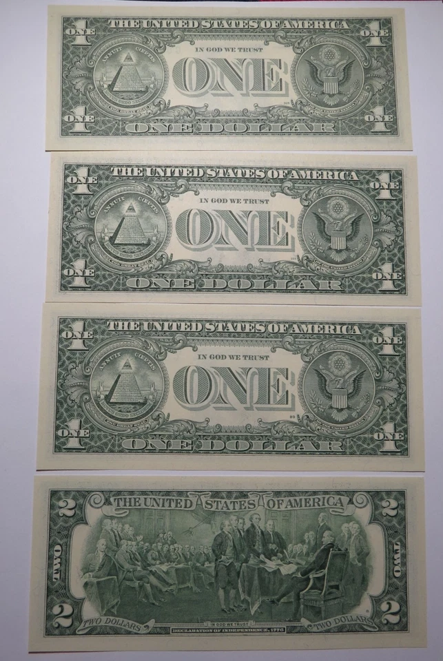 4 $1-$1-$1-$2 Matching Low 4 Digit Serial Number Federal Reserve Bank Notes - Image 2 of 4