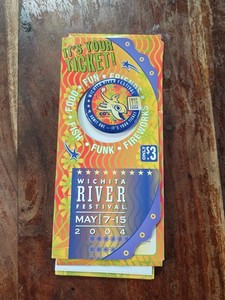 VTG WICHITA RIVER FESTIVAL BUTTON WICHITA KANSAS KS NIP 2004 UnUSED