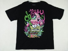 Camiseta Nickelodeon Para Hombre Grande Negra Bob Esponja Patrick Oh Boya Estampado Gráfico