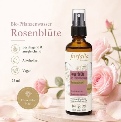farfalla Naturkosmetik - Bio-Pflanzenwasser Rosenblüte   75 ml regenerierend