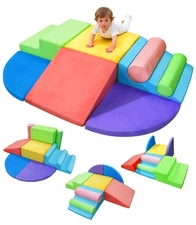 Climbing Toys 8-Piece Indoor Soft Foam Blocks Set, Safe Crawling, Climbing an...
