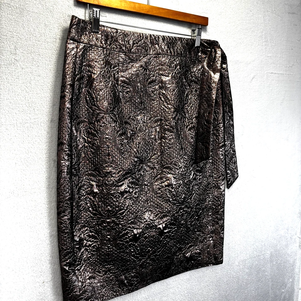 Falda envolvente metálica J Crew Collection para mujer 12 bronce cachemira midi vacaciones Foto 2 de 4