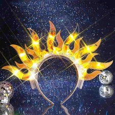Light Up Fire Headband Flame Headpiece Sun Headbands Fire and Ice Costume Hai...