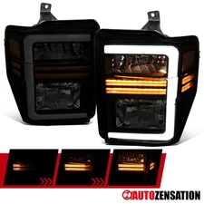 Fit 2008-2010 Ford F250 F350 F450 Smoke Headlights Lamps LED Sequential Signal