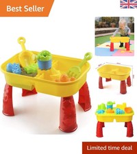Bright Sand and Water Table with Lid - Includes 8 Outdoor Accessories, 41cm Size