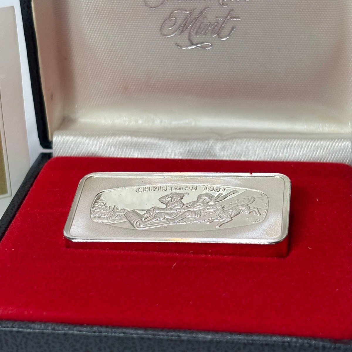 925 Sterling Silver Ingot 1981 Franklin Mint FIRST SNOW 1000