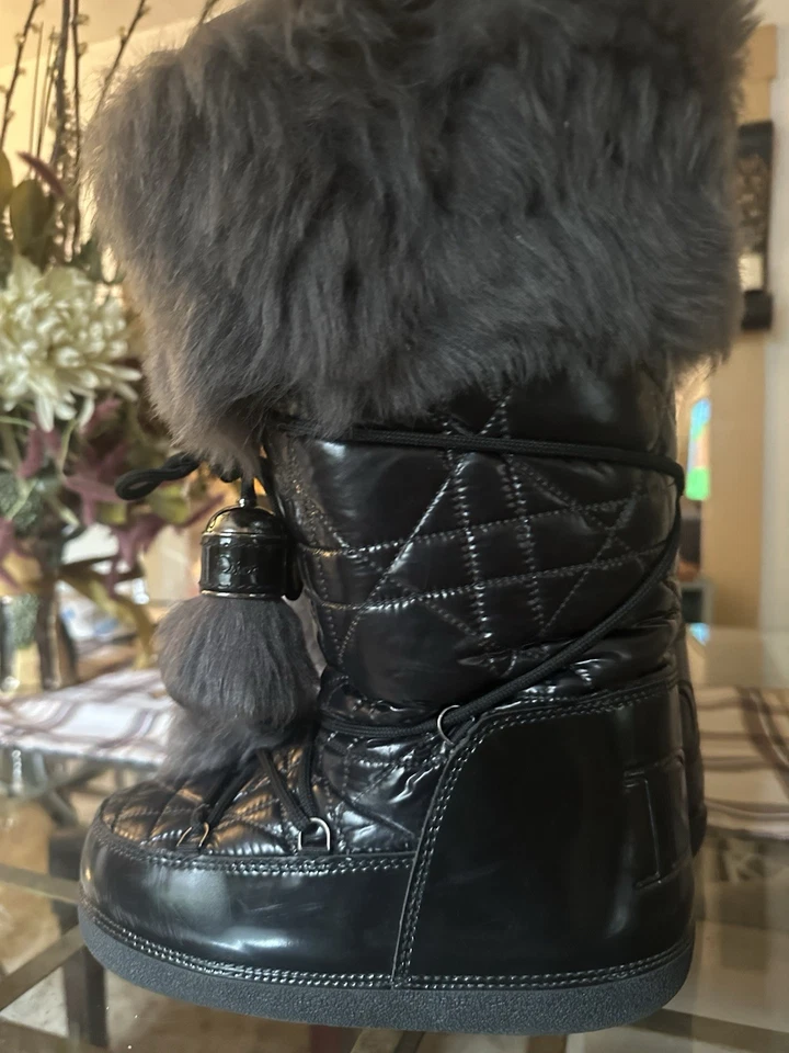 Botas de nieve acolchadas de piel para mujer Y2K Dior by John Galliano talla 35-37 EE. UU. 5 UK 3. Foto 4 de 4