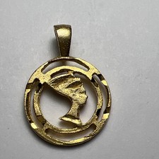 Vintage Egyptian Nefertiti Pendant Charm NOS Gold Tone
