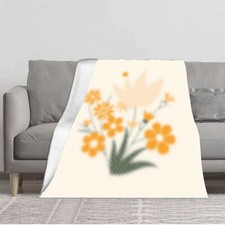 Durable Soft  Warm Flannel Blanket - Cozy Floral Design for Sofa Travel Bed
