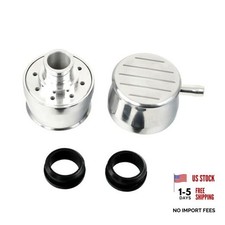 Silver Aluminum Milled Valve Cover Breather Combo With 2 Silver-milled