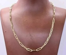 4.4mm Paperclip Long Link Chain Necklace 14K Yellow Gold Finish 18 inches.