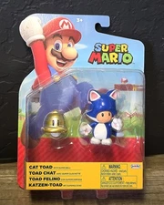 NEW Jakks Pacific 41548 World of Nintendo 4" Mario CAT TOAD W/SUPER BELL Figure