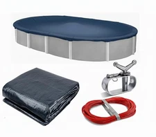 Aboveground Pool Winter Cover, Fits 12’ x 18’ Oval, Solid Blue – Includes Win...