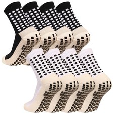 Men's Grip Soccer Socks Anti Slip Athletic Socks Non One Size 2black 2white