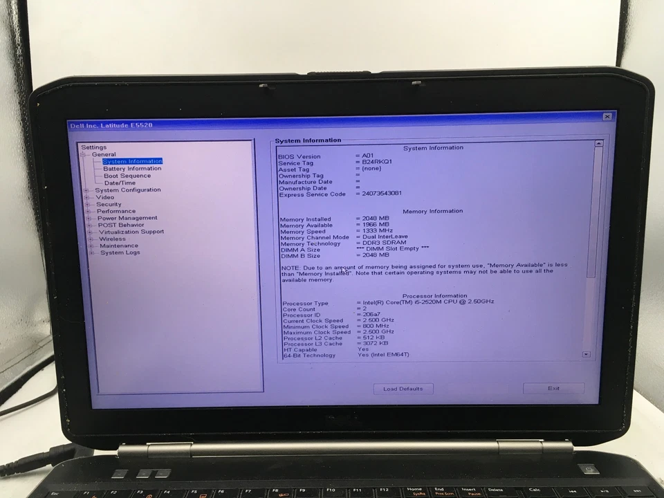 DELL LATITUDE E5520 - BOOTS TO BIOS - INTEL I5 2520M - 2GB RAM - 15" - READ - BB - Image 2 of 4