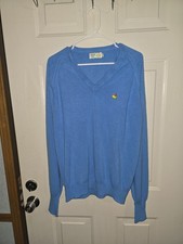 Augusta National Golf Shop Blue Knit V-Neck Sweater XL Long Sleeve Embroidered