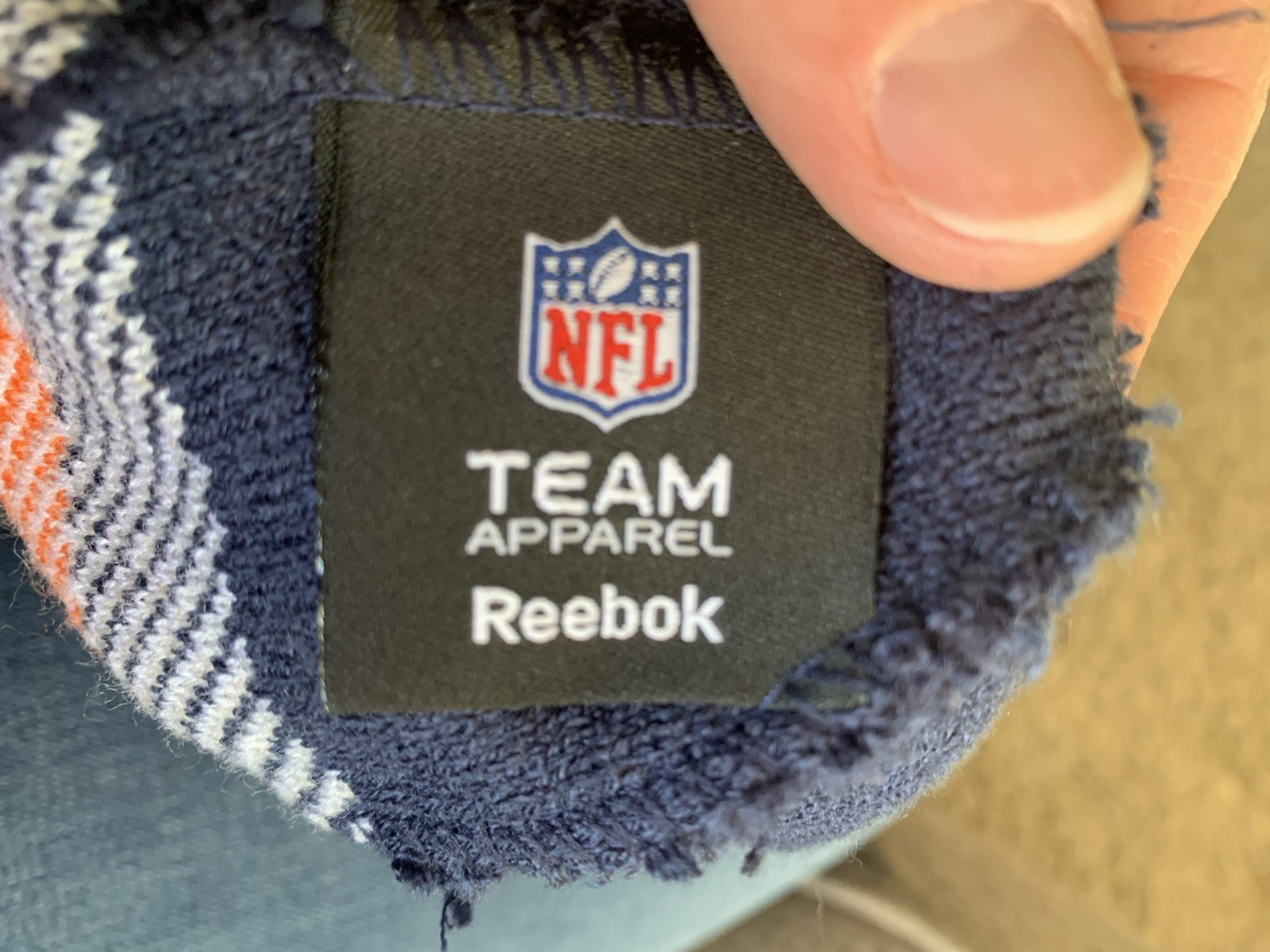 Youth Chicago Bears Knit NFL Team Apparel Reebok Beanie Hat Navy/Orange Argyle thumbnail 5