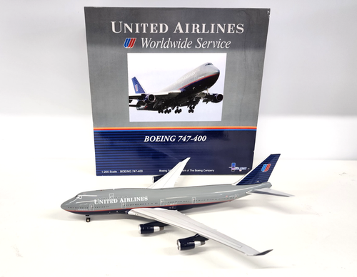 747-400 United Airlines LARGE modèle de présentoir de bureau