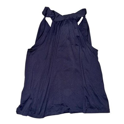 Susana Monaco Tie Neck Flare Top Women's Size L Midnight Black Sleeveless NWT