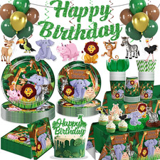 205Pcs Jungle Party Decorations Tableware Set, 50 Serves  No Assembly Disposabl