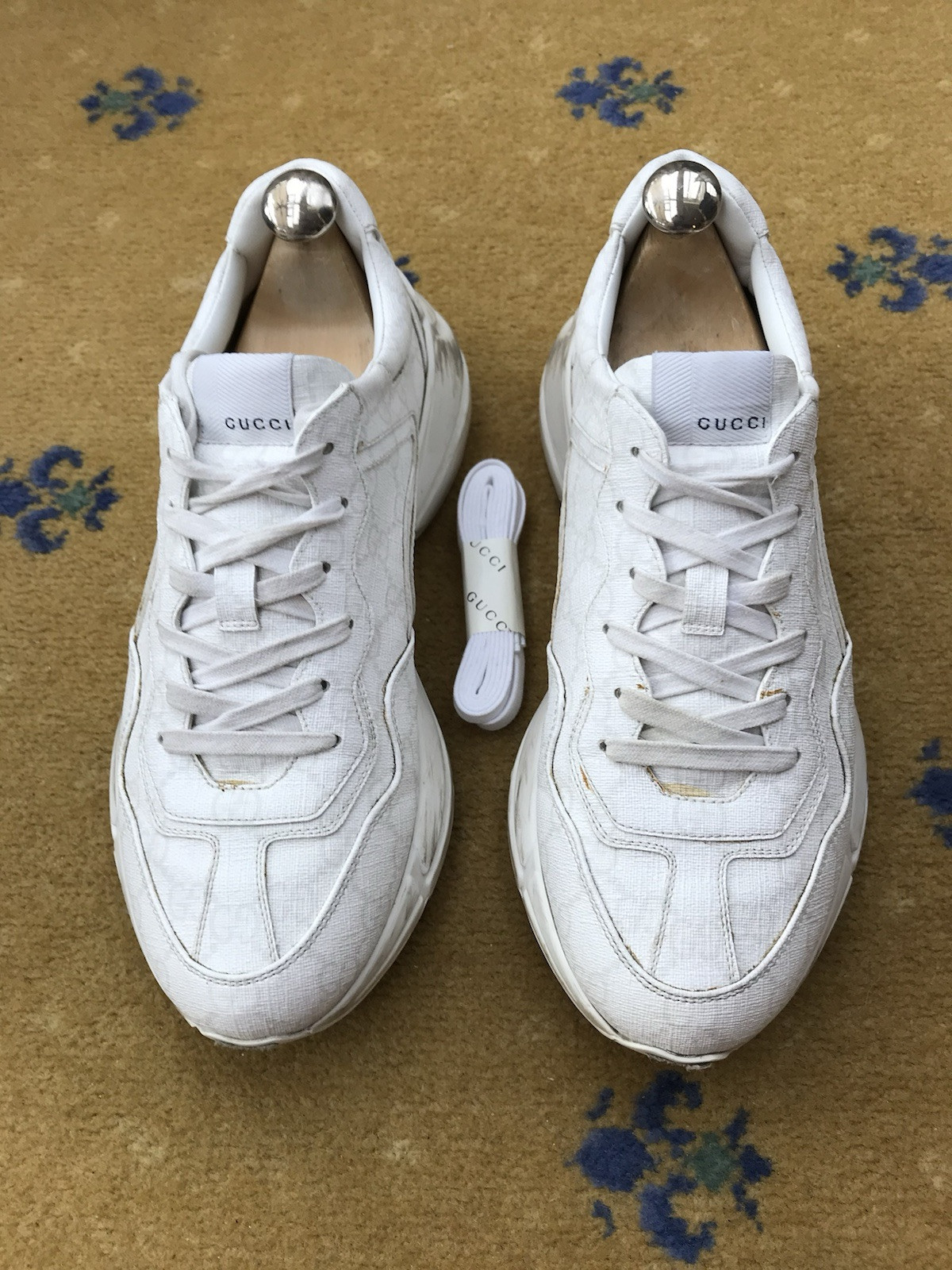 Gucci Trainers Sneaker Shoes Rhyton Monogram Canvas White Mens US 9 UK 8.5 42.5 thumbnail 6