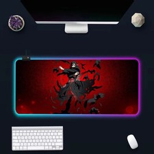 02 Anime N-narutos RGB PC Gaming Keyboard Mouse Pad LED Glowing Mouse Rubber Mat