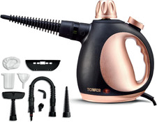 Tower THS10 Handheld Steam Cleaner with 9 Accessories, 250Ml Water Tank, 3 Minut