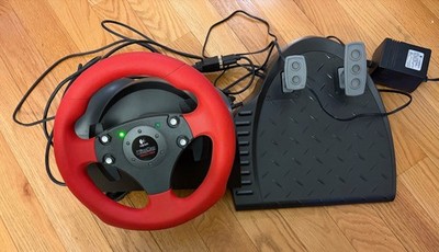 Vintage PC Logitech Wingman Formula Force Steering Wheel, Pedals, Power Adapter
