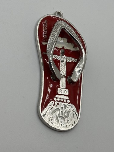 Brazil Flip Flop Keychain Rio De Janeiro Corcovado Souvenir Beach Sandal - Picture 2 of 4
