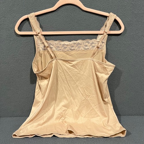 Vassarette Womens Lace Trim Camisole Nude Beige Tank Top Large 42 Coquette - Picture 2 of 5