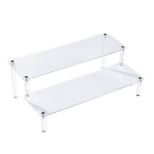 Clear Acrylic Riser Shelf, 12 Inch Display Stand for Collections, White