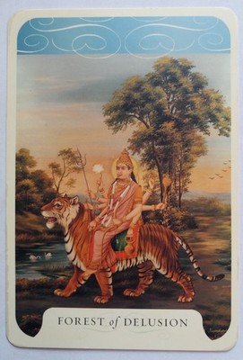 INDIAN VINTAGE MYTHOLOGICAL HINDU GOD CARD PRINT DURGA 3.75 x 5.5 # 7