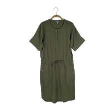 Talbots UPF Dress Lightweight Blouson Olive Green Stand Collar Womens Medium