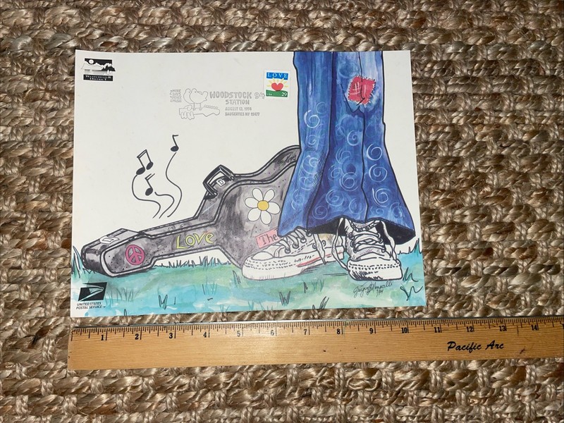 VINTAGE USPS WOODSTOCK 94 SAUGERTIES NY STAMPED COMMERATIVE 8.5 X 11"