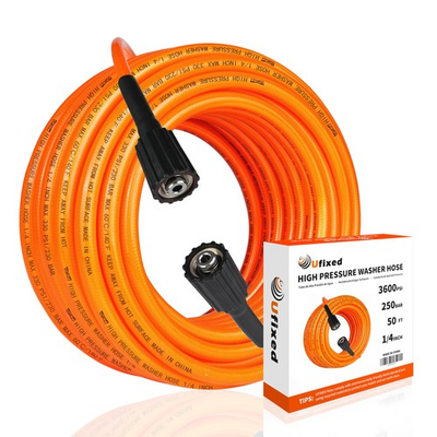 #ad #ad Pressure Washer Hose 1 4 Inch 50FT M22 14 3600psi Quick Connect Orange Red $50.09