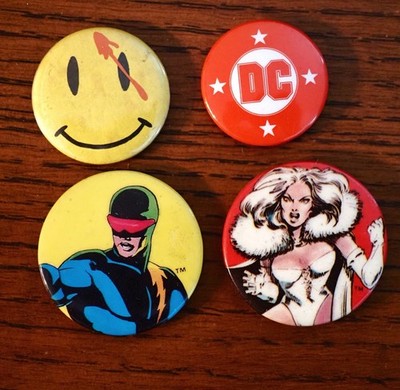 Lot Of (4) COMIC BOOK Pinback Buttons NEXUS,WATCHMEN,DC Etc EXC