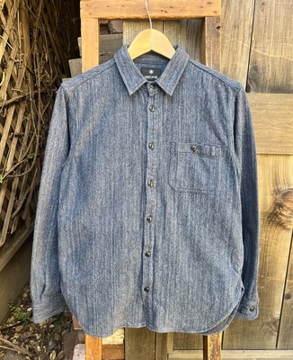Snow Peak HBT Cotton Shirt Jacket Blue Indigo Dyed Men s S