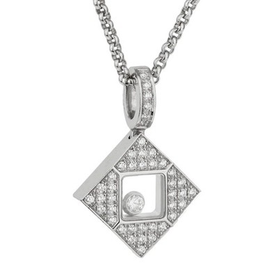 Chopard Happy Diamonds Square 18k White Gold Pendant Necklace