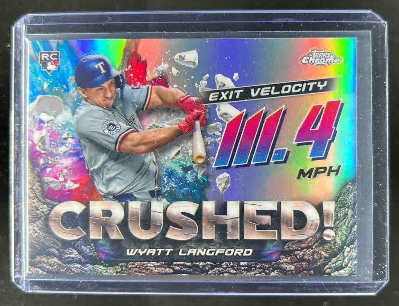 2024 Topps Chrome Update Wyatt Langford Crushed! RC Rookie #CR-25 Rangers