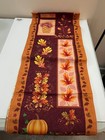 Fall Autumn Orange Brown Leaves Mums Table Runner 14" x 72" Gold Glitter Back