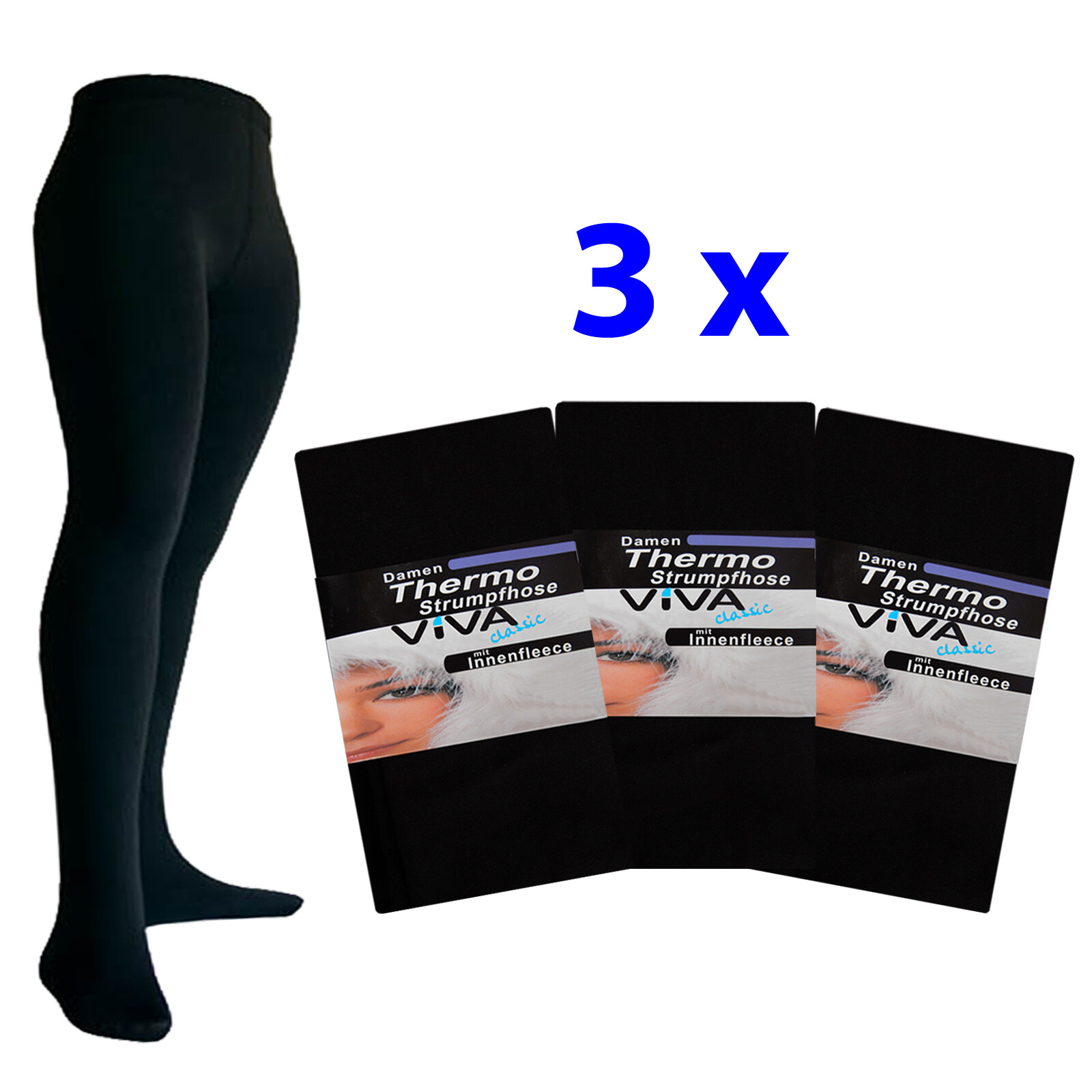 Damen Thermostrumpfhose lang stretch Baumwolle Fleece warm Größe ***L