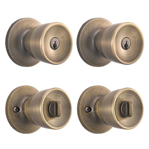 Keyed Entry Bell Door Knob Twin Pack Interior & Exterior Door Lock Twin Pack US