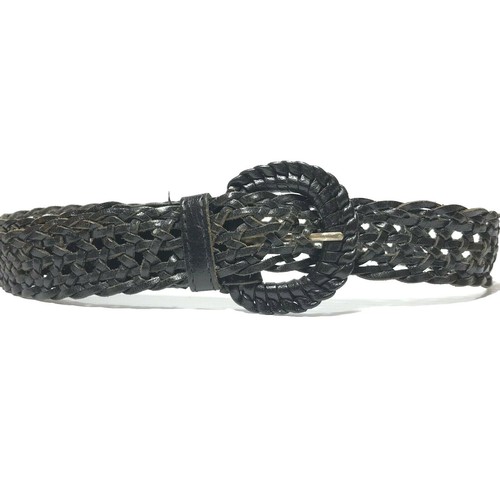 Vintage Western Style Braided Leather Silver Belt Navy Blue  display picture 1