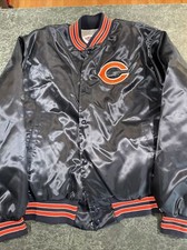Vintage 80s Chicago Bears Game Day Locker Line NFL Football Satin Winter Jacket